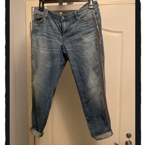 WHBM cropped jeans with super cute zipper down the side detail!